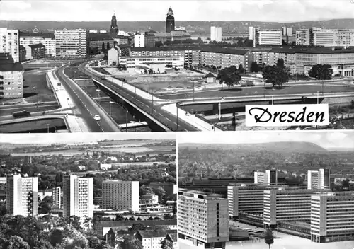 AK, Dresden, Neubauten, drei Abb., 1971