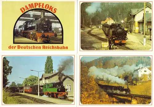 AK - Posten, neun Karten, Dampfloks der Deutschen Reichsbahn, 1986