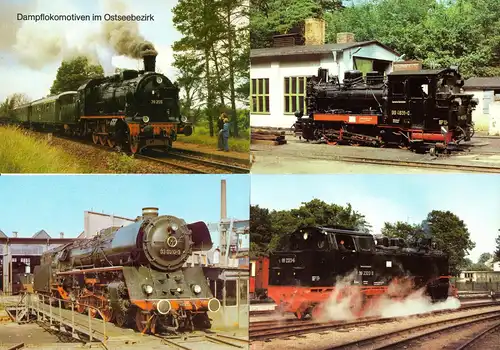 AK - Posten, neun Karten, Dampflokomotiven im Ostseebezirk, 1984