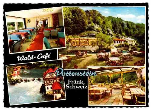 AK, Pottenstein Fränk. Schweiz, Wald-Café, vier Abb., gestaltet, 1966