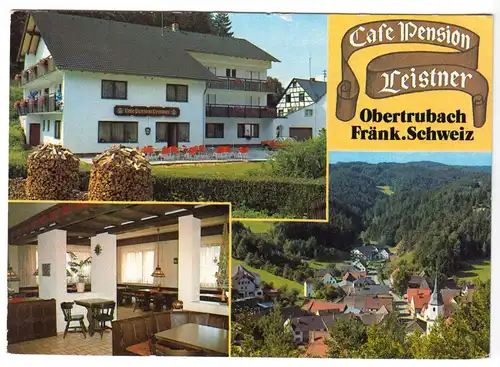 AK, Obertrubach Fränk. Schweiz, Cafe Pension Leistner, drei Abb., 1983