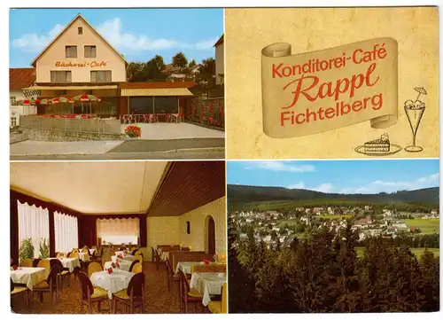 AK, Fichtelberg im Fichtelgeb., Konditorei - Café Rappl, vier Abb., um 1980