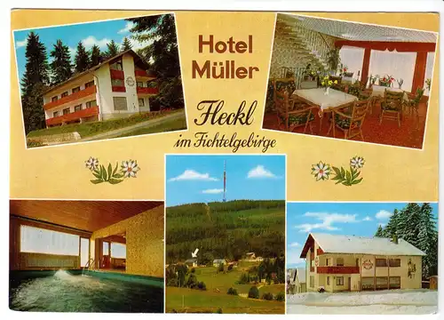 AK, Fleckl im Fichtelgeb., Hotel Müller, fünf Abb., gestaltet, um 1975
