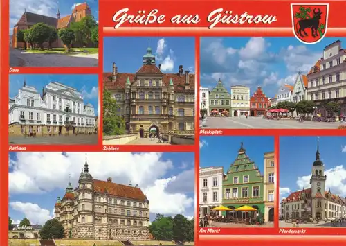 AK, Güstrow, sieben Abb., gestaltet, um 2000
