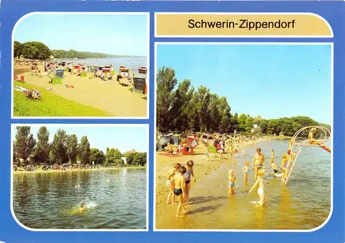 AK, Schwerin Zippendorf, Strandbad, drei Abb., 1986