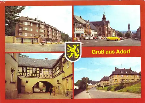 AK, Adorf Kr. Oelsnitz, vier Abb., Wappen, 1984