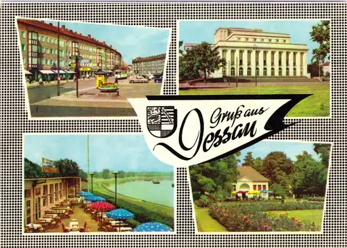 AK, Dessau, vier Abb., gestaltet, 1964
