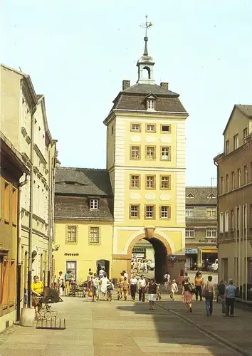 AK, Borna, Blick zum Reichstor, belebt, 1989