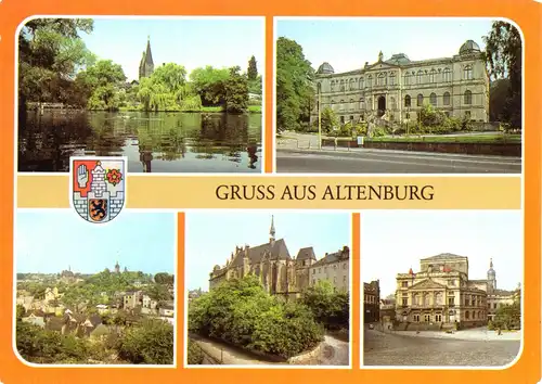AK, Altenburg, fünf Abb. und Wappen, 1985