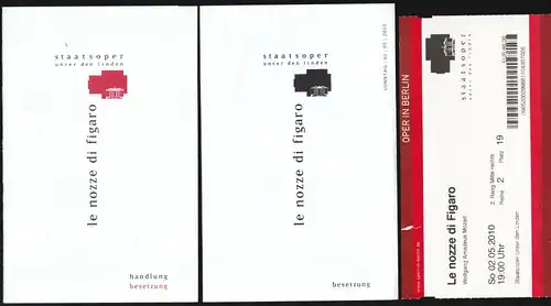 Theaterprogramm, Deutsche Staatsoper Berlin, le noze di figaro, 2010 + Karte