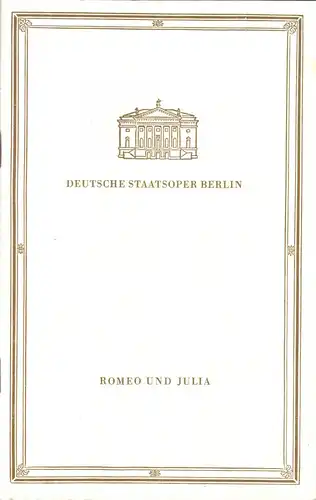 Theaterprogramm, Deutsche Staatsoper Berlin, Romeo und Julia, 1963