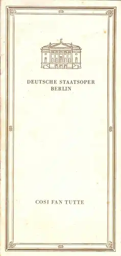 Theaterprogramm, Deutsche Staatsoper Berlin, Cosi fan tutte, 1968