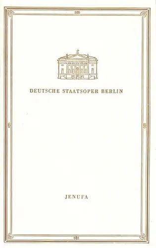 Theaterprogramm, Deutsche Staatsoper Berlin, Jenufa, 1956