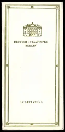 Theaterprogramm, Deutsche Staatsoper Berlin, Balettabend, 1984