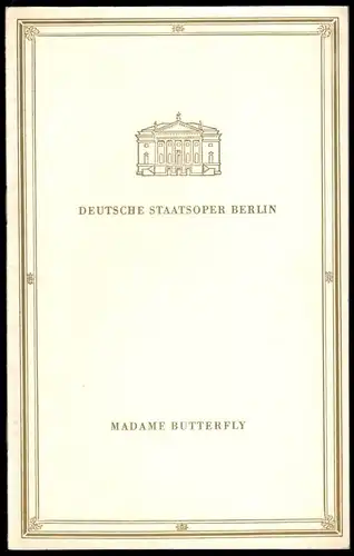 Theaterprogramm, Deutsche Staatsoper Berlin, Madame Butterfly, 1964
