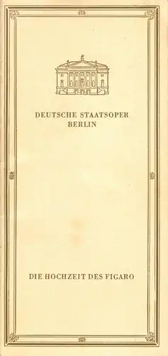 Theaterprogramm, Deutsche Staatsoper Berlin, Die Hochzeit des Figaro, 1967