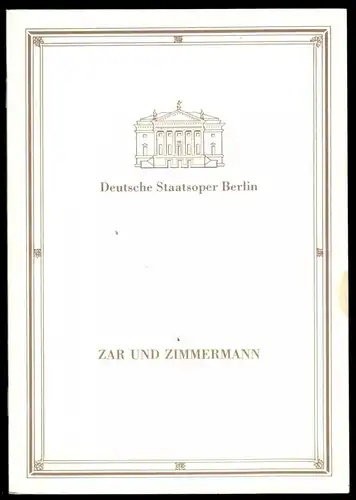 Theaterprogramm, Deutsche Staatsoper Berlin, Zar und Zimmermann, 1993