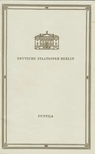 Theaterprogramm, Deutsche Staatsoper Berlin, Puntila, 1966