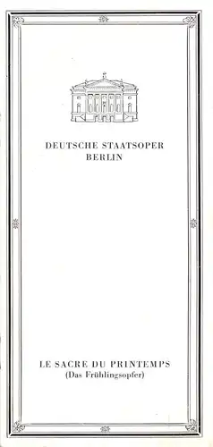 Theaterprogramm, Deutsche Staatsoper Berlin, Le Sacre du Printemps, 1970