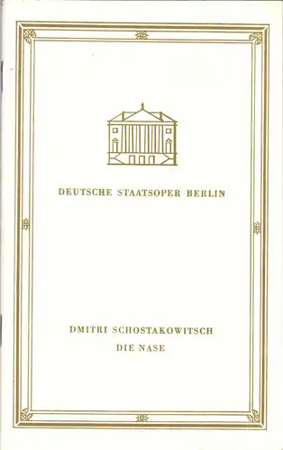 Theaterprogramm, Deutsche Staatsoper Berlin, Die Nase, 1970