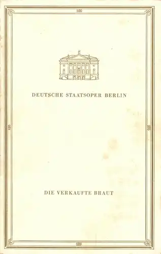 Theaterprogramm, Deutsche Staatsoper Berlin, Die verkaufte Braut, 1965