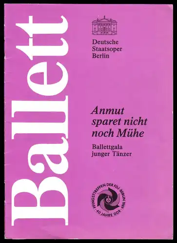 Theaterprogramm, Deutsche Staatsoper Berlin, Ballettgala junger Tänzer, 1989