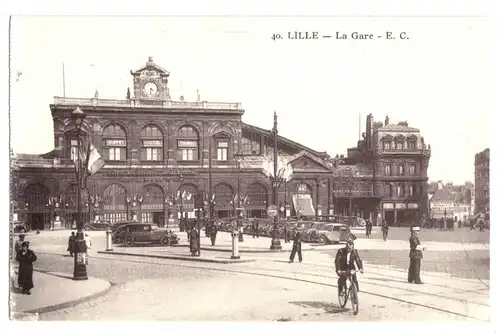 AK, Lille, Hauts-de-France, Le Gare, Bahnhof, um 1920