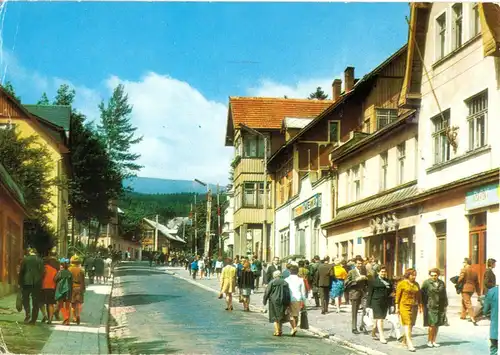 AK, Karpacz, Krummhübel, Ulica 1 Maja, Str. des 1. Mai, belebt, 1976