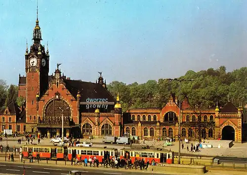 AK, Gdańsk, Danzig, Dworzek Glówny PKP, Hauptbahnhof, 1975