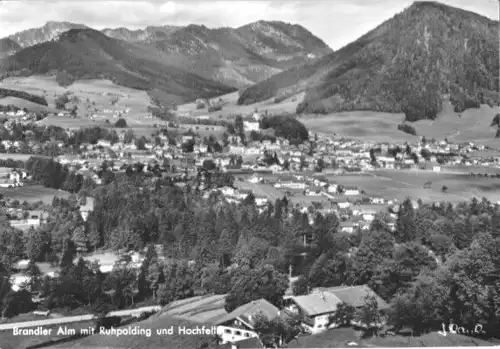 AK, Brandler Alm mit Ruhpolding und Hochfelln, 1967