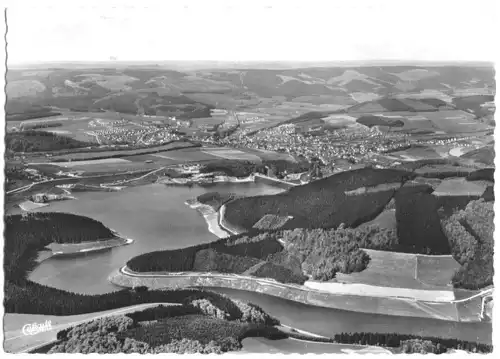 AK, Meschede, Luftbildansicht vom Hennesee, 1957