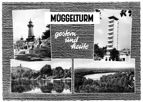 AK, Berlin Köpenick, Müggelturm gestern und heute, vier Abb., gestaltet, 1962