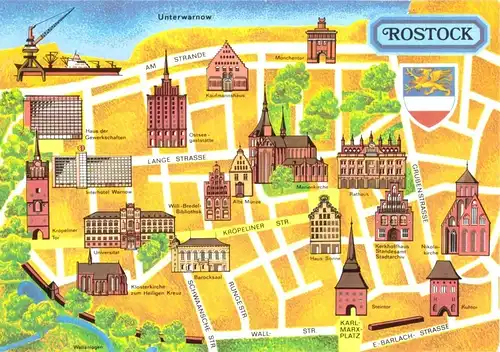 AK, Rostock, Innenstadtplan, 1984