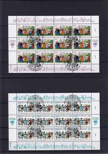 Michel-Nr. UNO Wien 75-76, Bogensatz, zwei Bg. a 12 Marken, o1400 Wien, 23.10.87