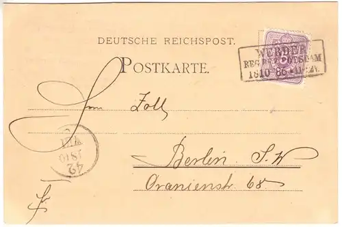 Postkarte, DR, Michel 40 EF, preuss. Kastenst., Werder Reg. Bez. Potsd. 18.10.86