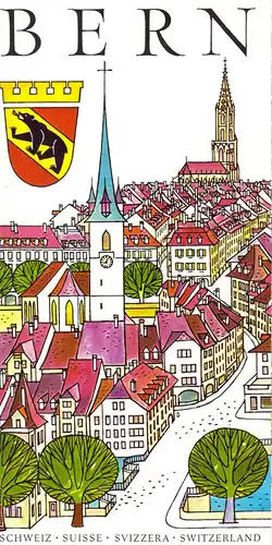 tour. Prospekt mit Innenstadtplan und Umgebungskarte, Bern, Beilagen, um 1980
