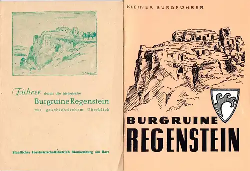 zwei tour. Broschüren, Führer Burgruine Regenstein, 1952 bzw. 1980