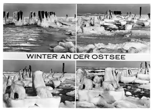 AK, Winter an der Ostsee, vier Wintermotive, 1977