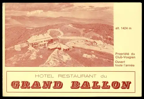 tour. Prospekt, Willer, Elsaß, Hotel Restaurant du Grand Ballon, um 1970