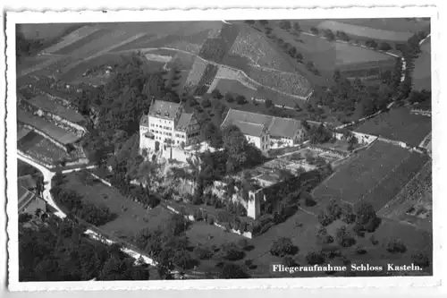 AK, Schinzach, AG, Schloss Kasteln, Luftbildansicht, um 1955