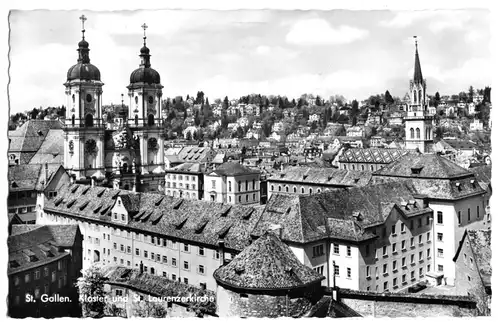 AK, St. Gallen, SG, Teilansicht mit Kirchen, um 1960