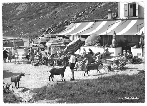 AK, Steingletscher, BE, Susten-Passhöhe,  Hotel Steingletscher belebt, um 1965