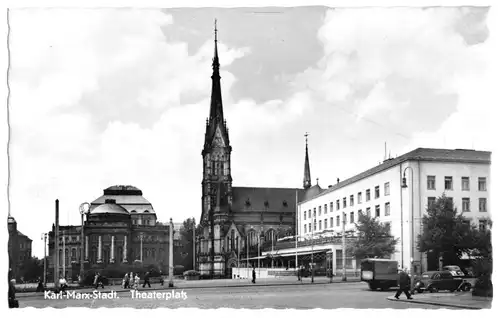 AK, Karl-Marx-Stadt, Chemnitz, Theaterplatz, 1961