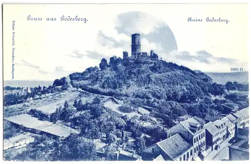 AK, Godesberg, Teilansicht mit Ruine Godesberg, um 1900