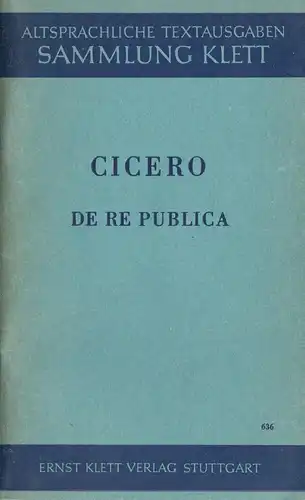M. Tullius Cicero, De Re Publica - Auswahl, 1960er