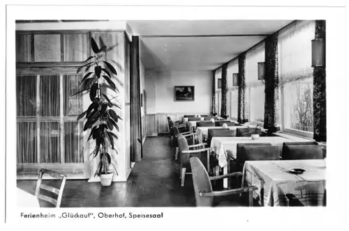AK, Oberhof Thür., Heim "Glückauf", Speisesaal 1, 1952