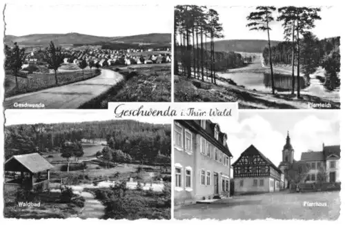 AK, Geschwenda Thür. Wald, vier Abb., 1958