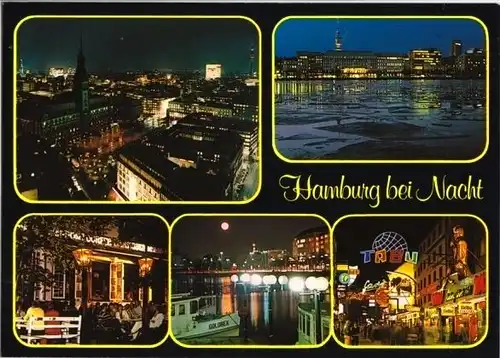 AK, Hamburg, fünf Abb., Nachtansichten, ca. 1990