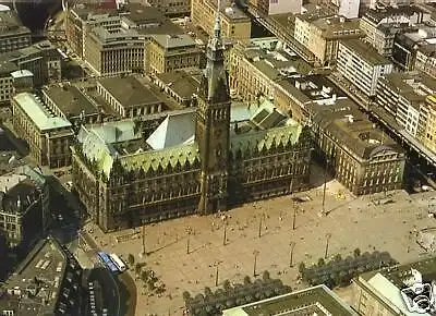 AK, Hamburg, Rathaus und Markt, Luftbild, 1985