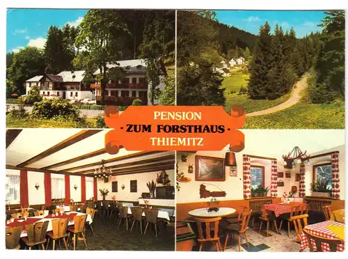 AK, Thiemitz Frankenwald, Gaststätte - Pension "Zum Forsthaus", 4 Abb., um 1985